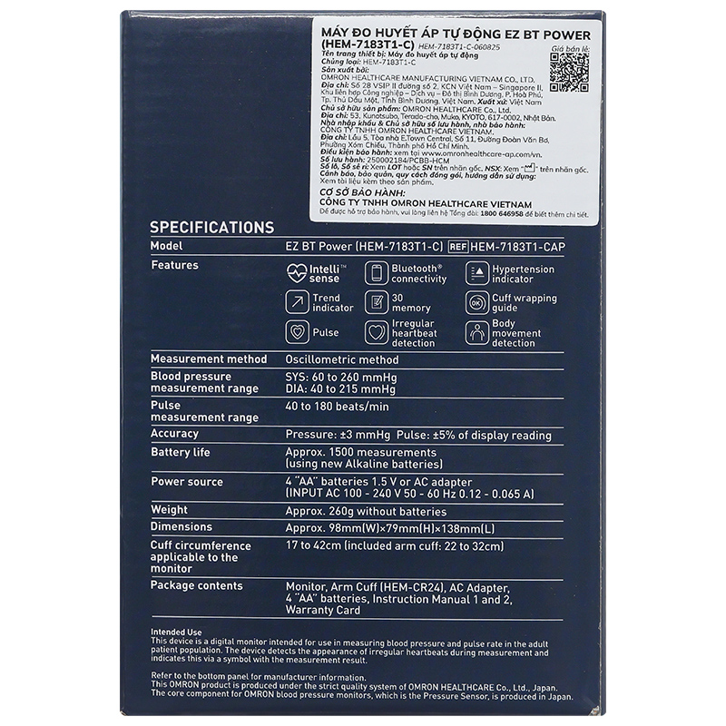 Máy đo huyết áp bắp tay Ez Bt Power Omron HEM-7183T1-C - 10